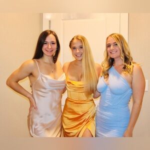 Elegant Burnt Orange Satin Dress